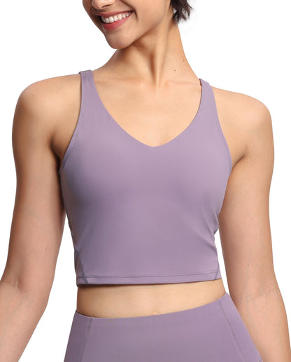 Longline Sports Bra Women Wirefree Padded Medium Support Workout Bra