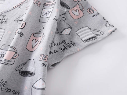 PNAEONG 3 Pack Women's Cotton Nightgown Sleepwear Short Sleeves Shirt Casual Print Sleepdress