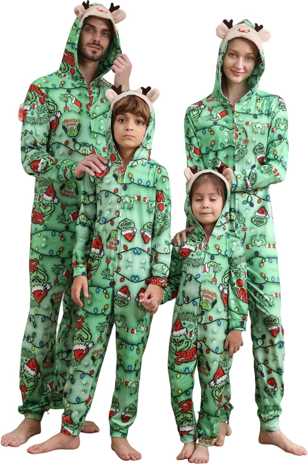 Matching Christmas Onesies for Family - Zip Up One-Piece Holiday Pajamas