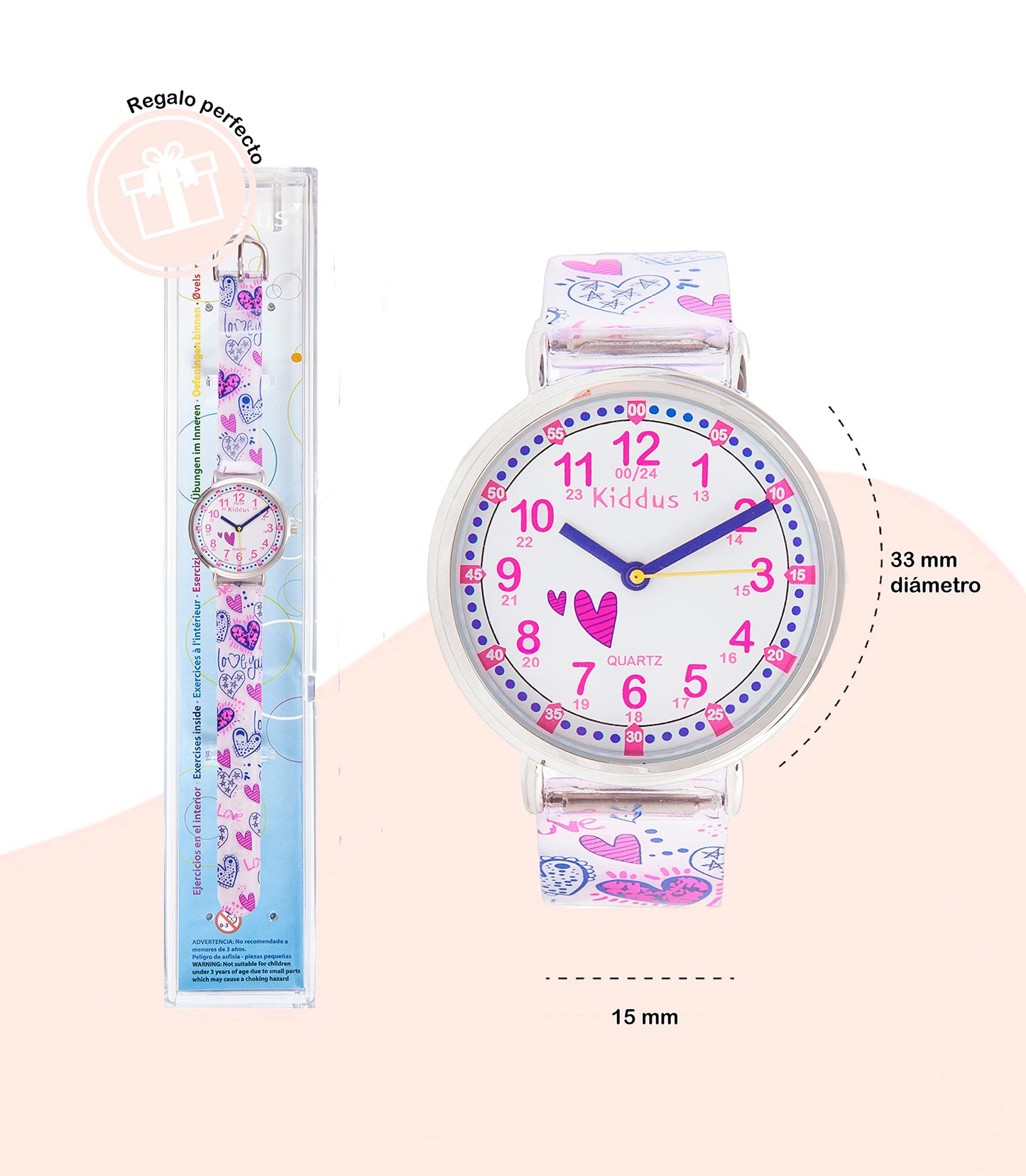 Kids Time Teacher Watch - Educational Analog Watch with Japanese Quartz Movement Ages 5-12