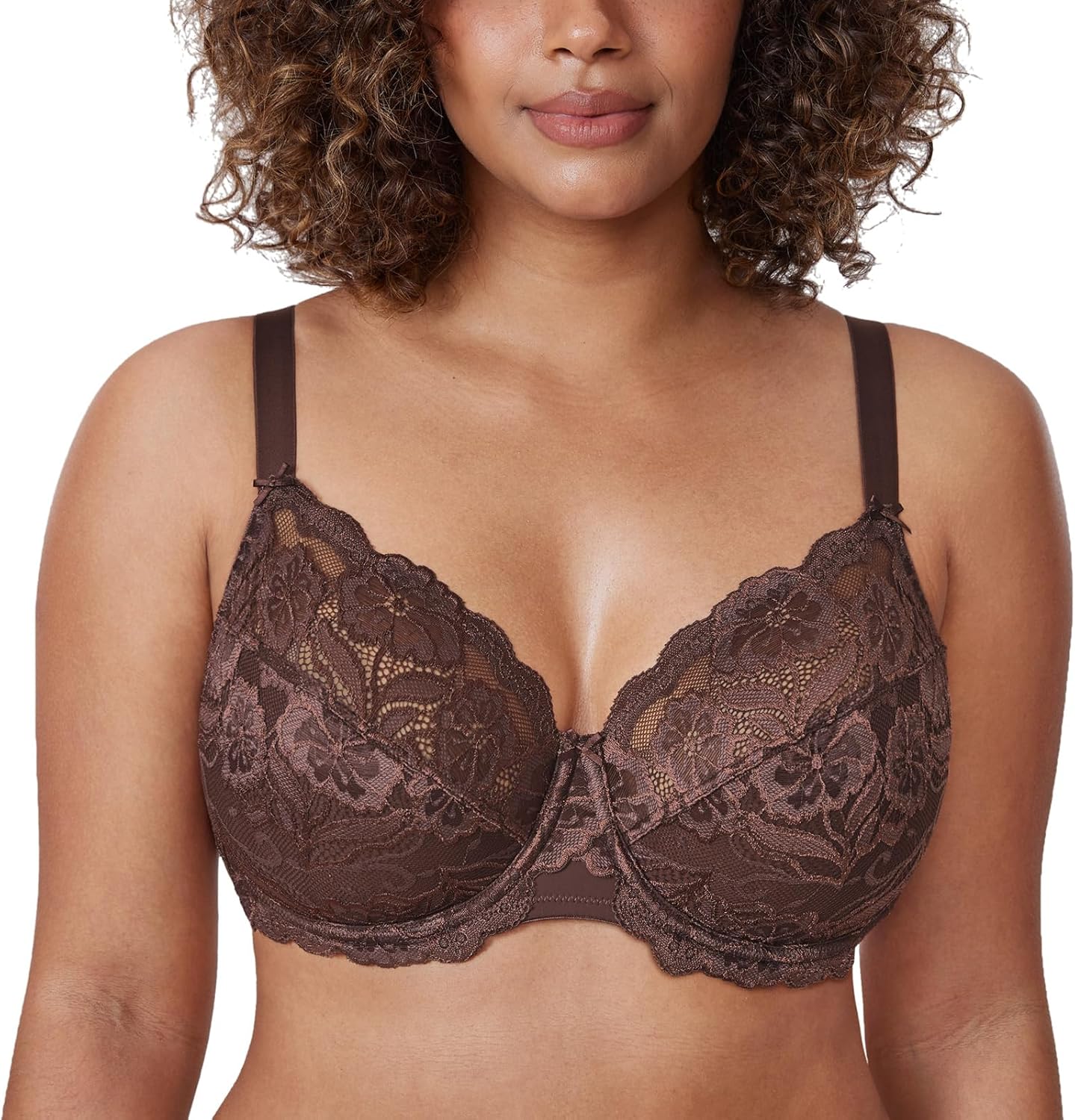 Plus Size Full Coverage Bra - Lace Underwire Unlined Bra Up to J Cup