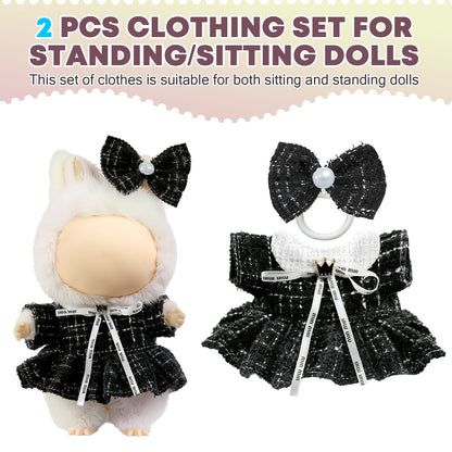 3 Piece Handmade Crochet Outfit for 17cm Dolls - Heart Sweater Hat & Bag Set