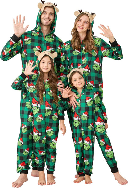Matching Christmas Onesies for Family - Zip Up One-Piece Holiday Pajamas