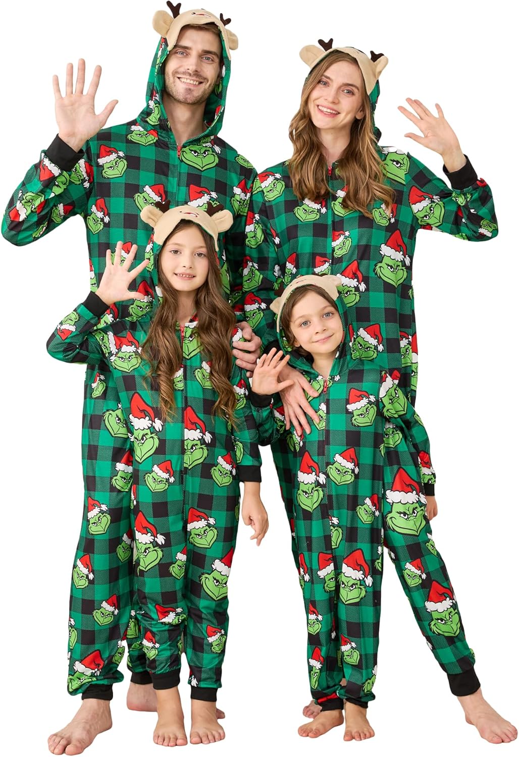 Matching Christmas Onesies for Family - Zip Up One-Piece Holiday Pajamas