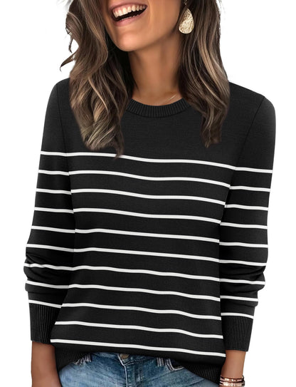 Women's Lightweight Sweaters - Long Sleeve Crewneck Pullover Tops