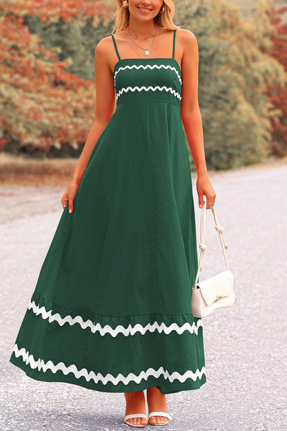 Blue Casual Dresses - Women's Sleeveless Spaghetti Strap Maxi Dress - Flowy Beach Ruffle