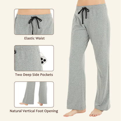 Women's Cotton Pajama Pants - Soft Comfortable Lounge Sleep Bottoms