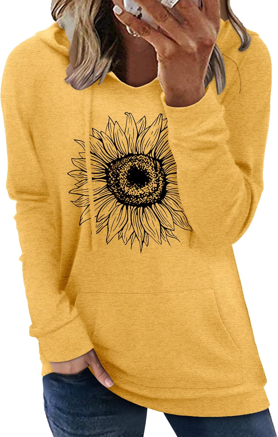 Pullover Hoodie - Tie Dye & Floral Print Hooded Sweatshirt with Pockets