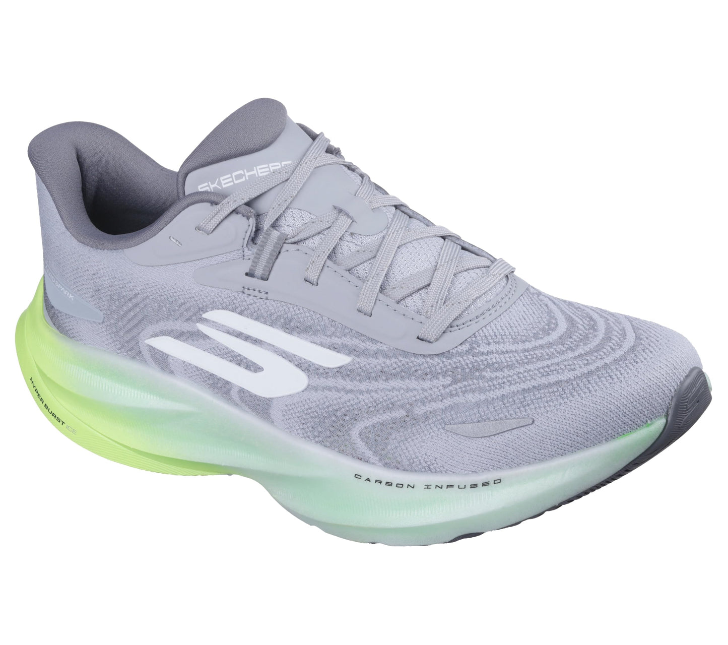 Skechers Men's Aero Spark Running Shoe, Gray/Lime, 8.5