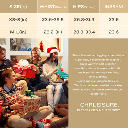 CHRLEISURE Women's Fleece Lined Tights - Fake Sheer Warm Pantyhose Thick Winter Leggings