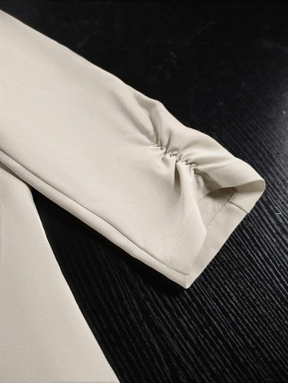 Women's Tweed Blazer Jacket - Open Front Stand Collar Professional Work Coat