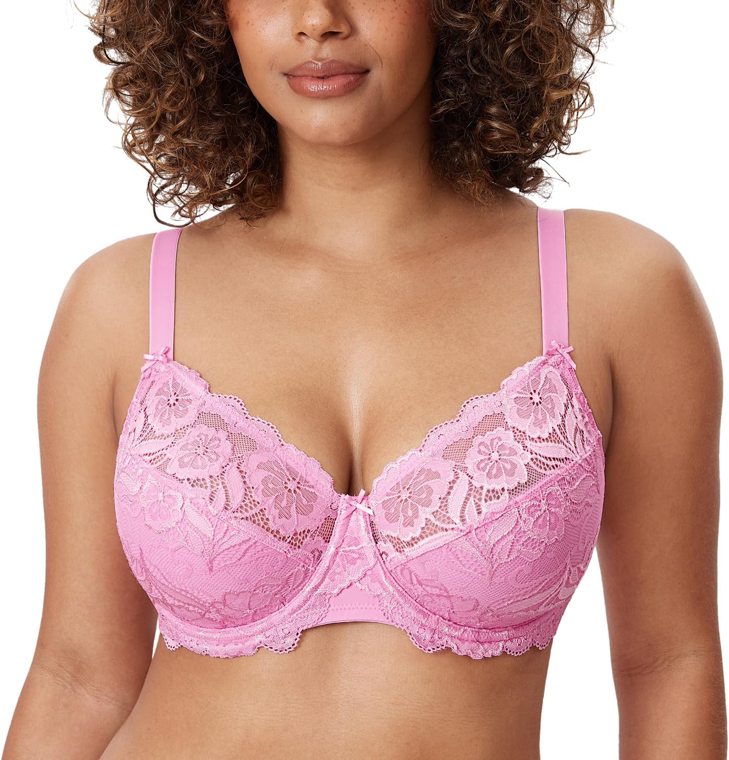 Plus Size Full Coverage Bra - Lace Underwire Unlined Bra Up to J Cup