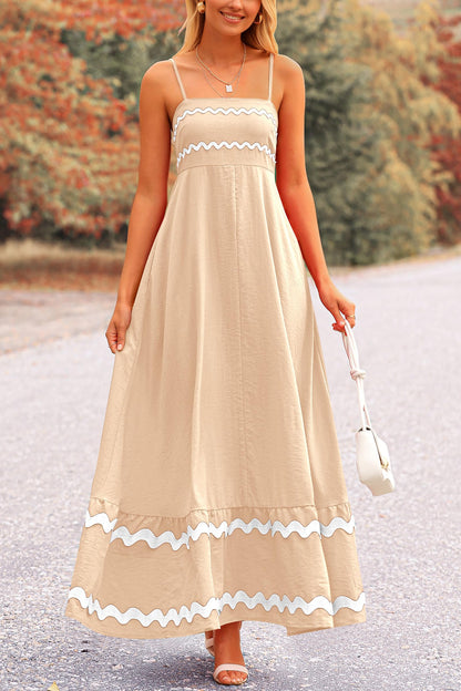 Blue Casual Dresses - Women's Sleeveless Spaghetti Strap Maxi Dress - Flowy Beach Ruffle