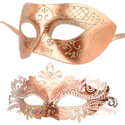 Masquerade Masks - Elegant Mardi Gras Party Masks - Premium Decorative Masks for Women and Men Rose Gold