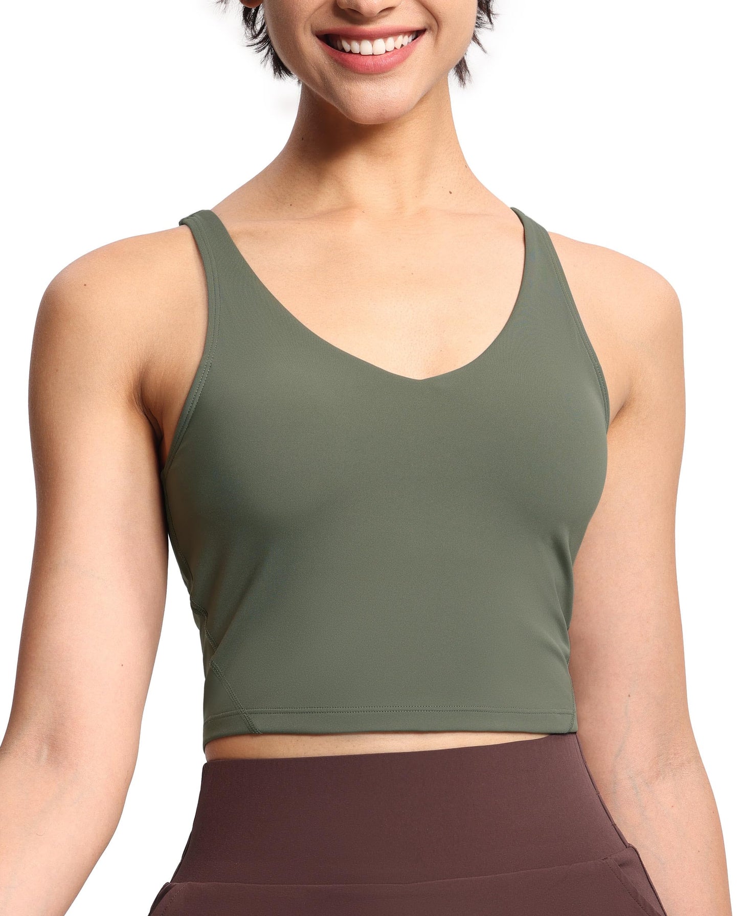 Longline Sports Bra Women Wirefree Padded Medium Support Workout Bra