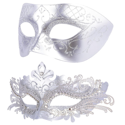 Masquerade Masks - Elegant Mardi Gras Party Masks - Premium Decorative Masks for Women and Men Silver