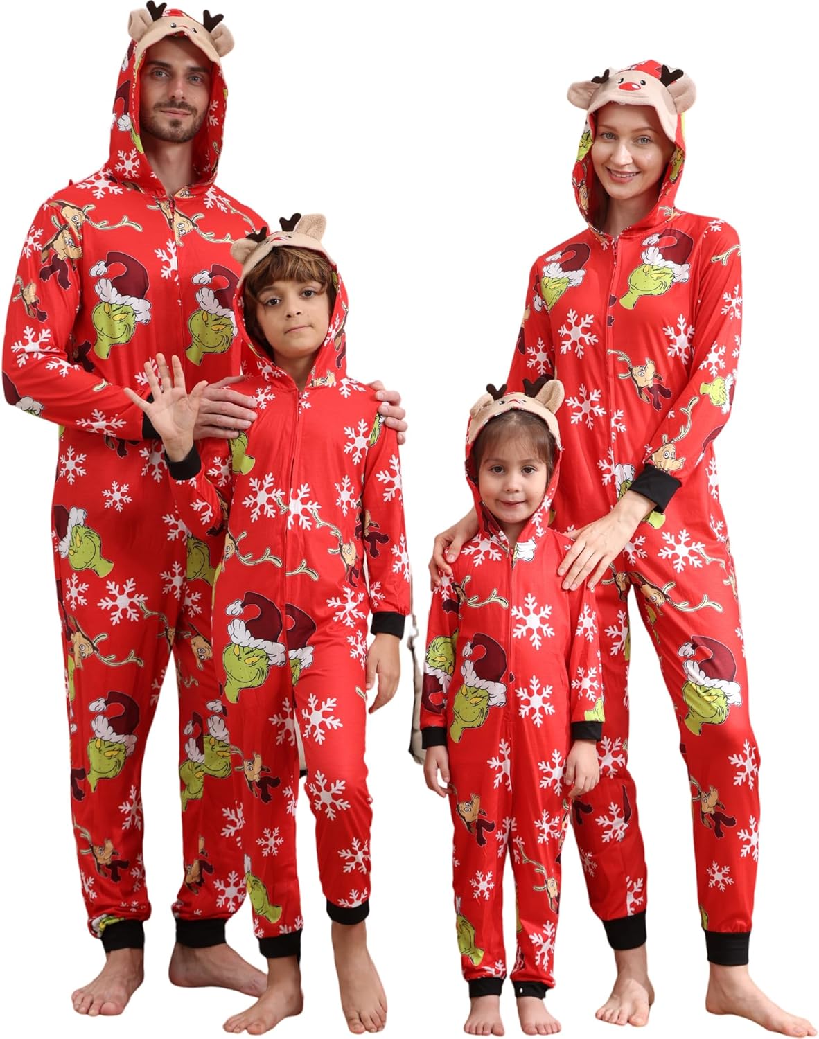 Matching Christmas Onesies for Family - Zip Up One-Piece Holiday Pajamas