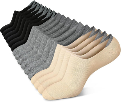 Women No Show Socks - Non Slip Low Cut Invisible Socks 4/8 Pairs 8 Pairs_3 Colors (3black3gray2nude)