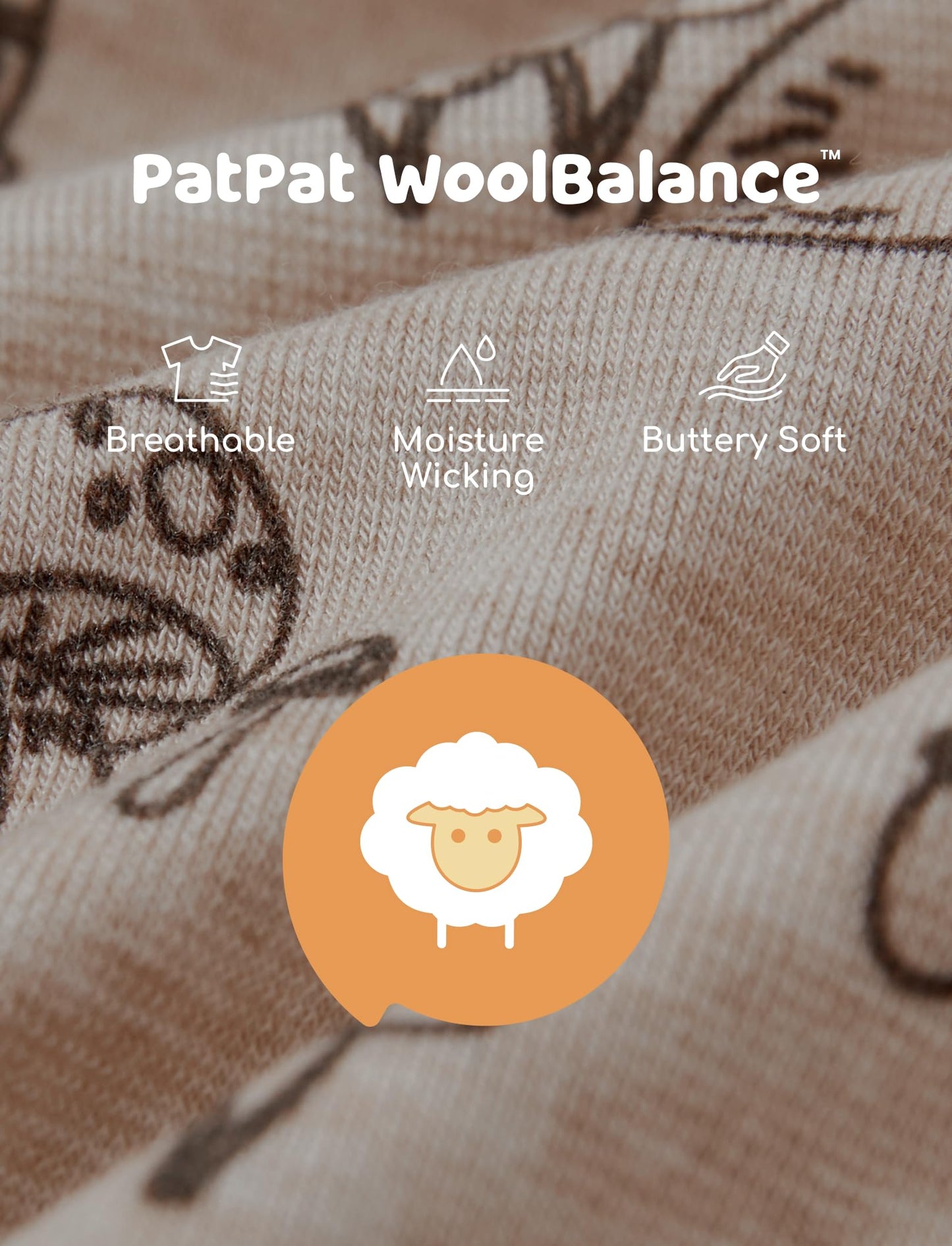 PATPAT Baby Footie Pajamas - Premium Tencel Lyocell & Wool Romper with 2-Way Zipper