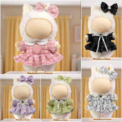 3 Piece Handmade Crochet Outfit for 17cm Dolls - Heart Sweater Hat & Bag Set