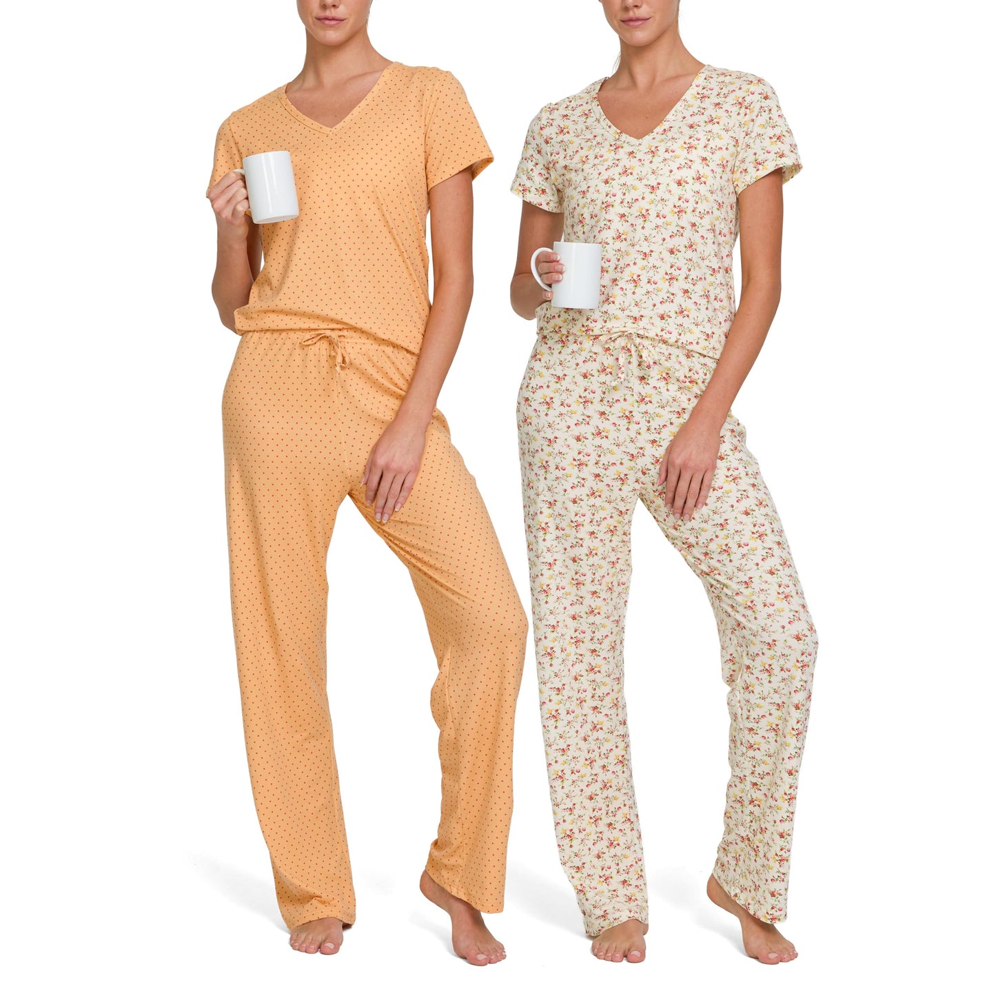 Women's Pajama Sets 2 Pack - Soft Lounge PJ Pants Set for Sleeping & Lounging