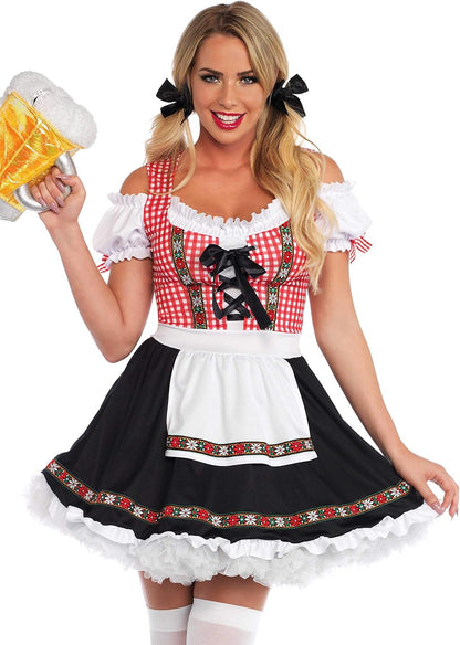 Beer Garden Babe Oktoberfest Costume - Women's Bavarian Dirndl Dress Multicolor
