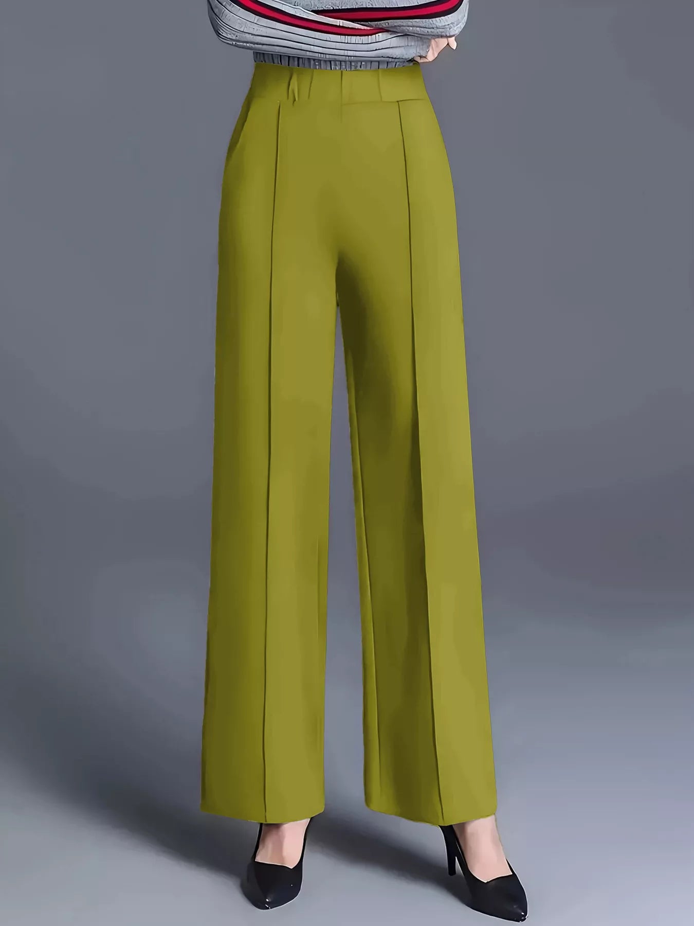 Wide Leg High Waist Pants Olive