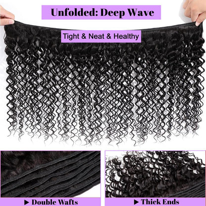 Brazilian Virgin Hair Bundles Deep Wave Human Hair Extensions