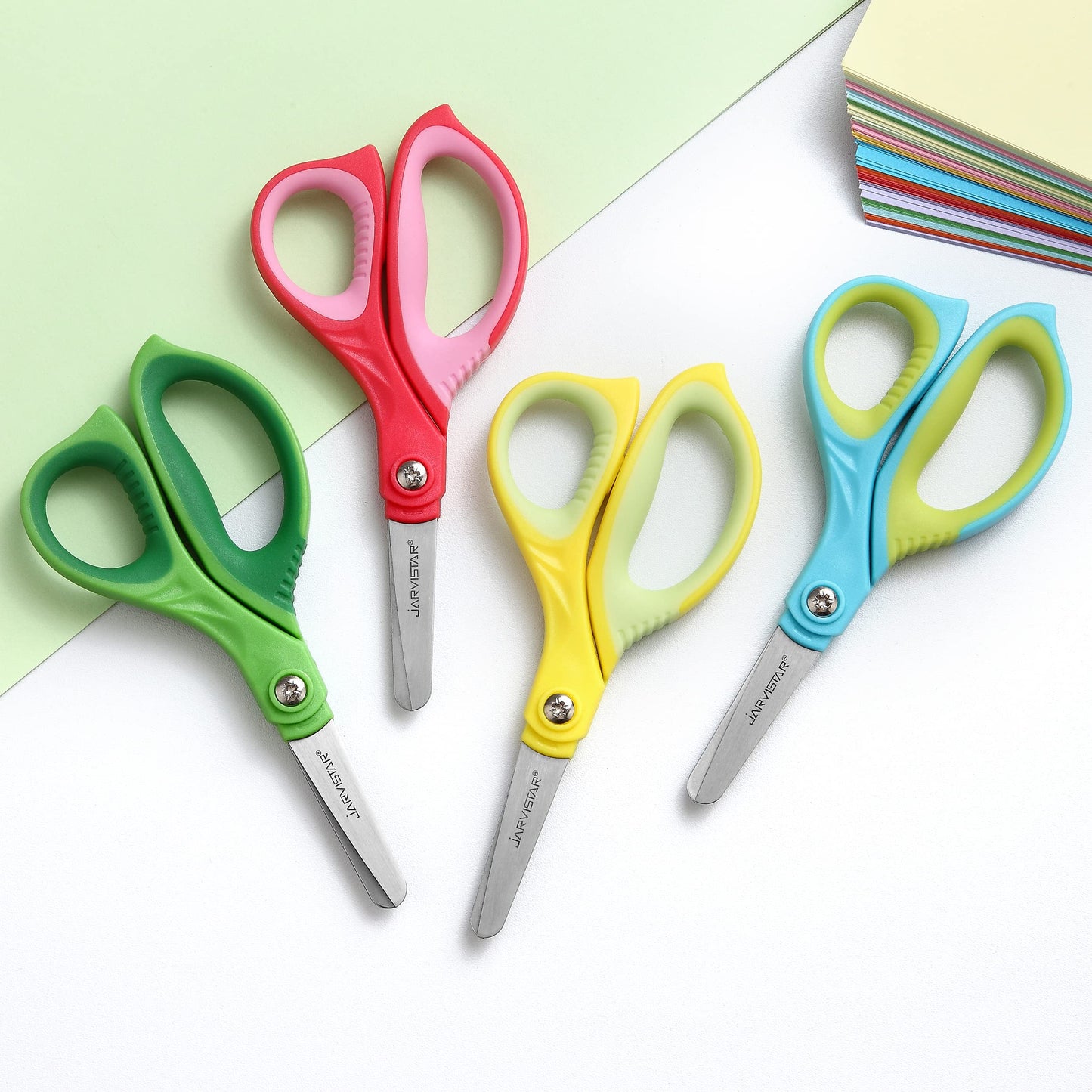 Kids Safety Scissors 4 Pack - 5.5 Inch Blunt Tip School Scissors with Cover for Children Ages 4+