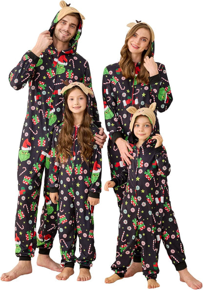 Matching Christmas Onesies for Family - Zip Up One-Piece Holiday Pajamas