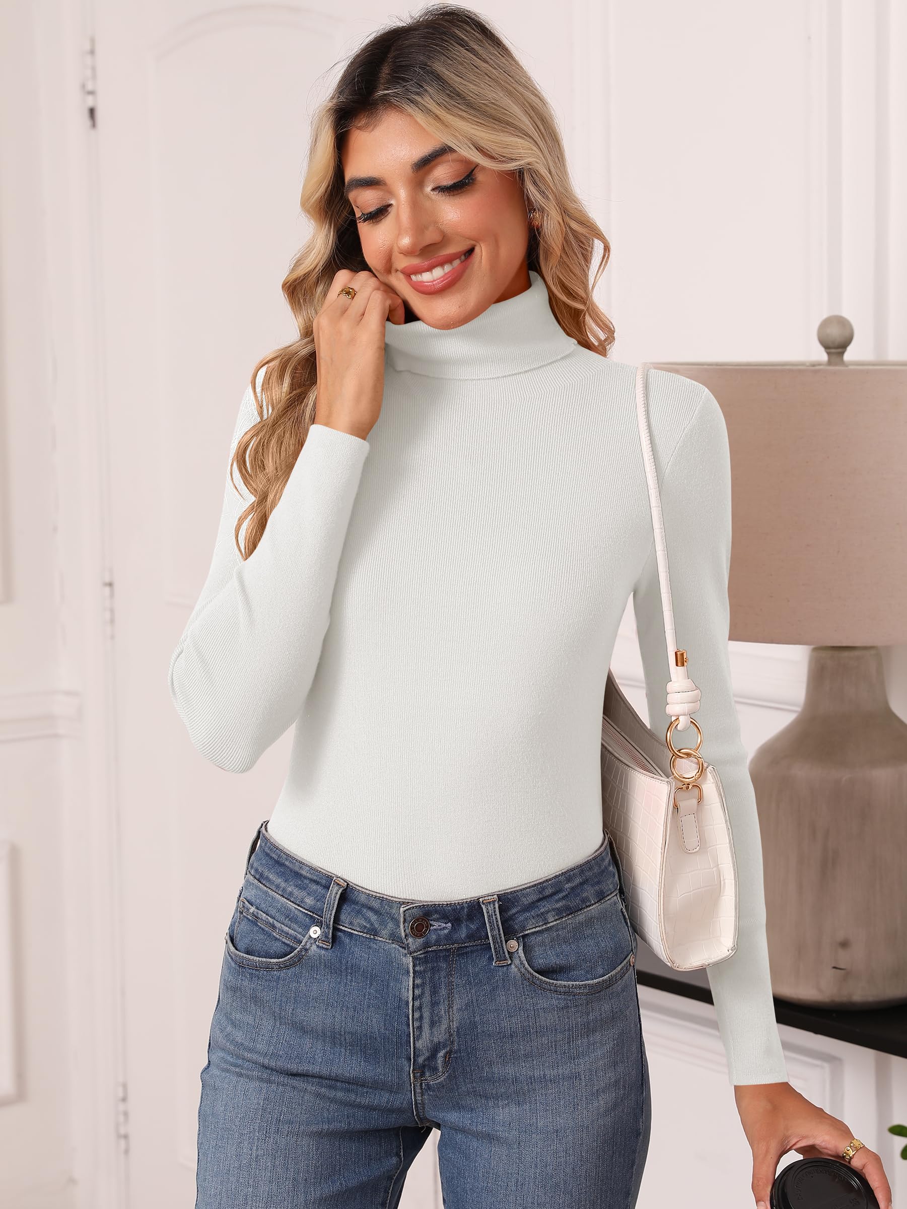 Women's Turtleneck Long Sleeve Shirt - Thermal Underwear Top for Fall Winter
