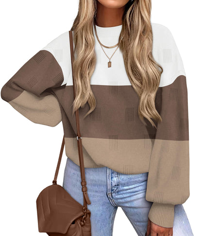 Women's Turtleneck Sweaters - Knit Pullover Long Sleeve Fall Fashion Top White Brown Khaki
