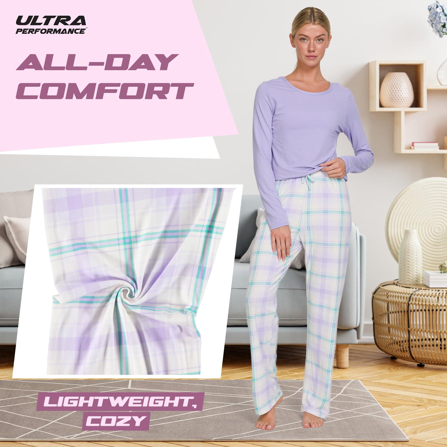 Women's Pajama Sets 2 Pack - Soft Lounge PJ Pants Set for Sleeping & Lounging