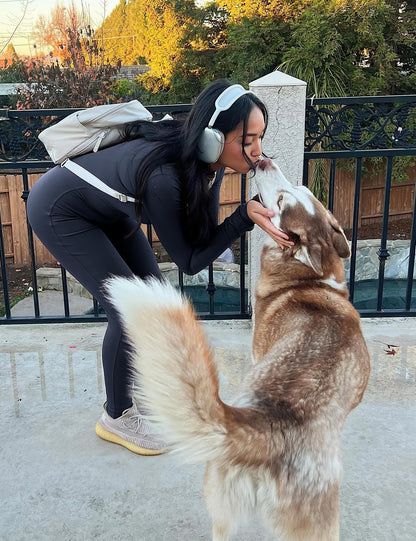 Women's Long Sleeve Workout Jumpsuit - Zip Up Bodycon Romper One Piece