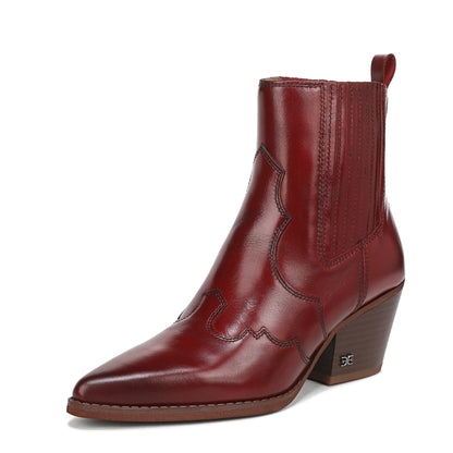 Sam Edelman Women's West Western Boot, Deep Scarlet, 8
