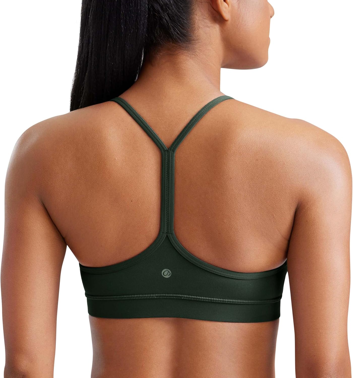 Women's Y-Back Sports Bra Padded Racerback Low Impact Workout Top Legend Green