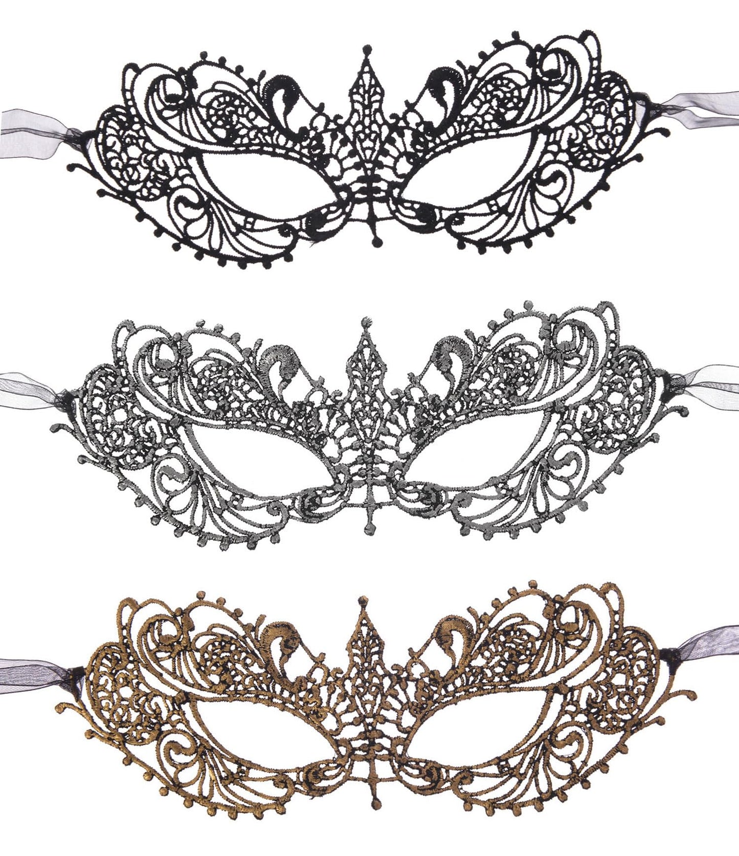 Vintage Venetian Masquerade Masks for Women - Classic Half Face Masks for Parties - 3 Piece Set