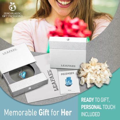 Infinity Love Birthstone Heart Necklace - 18K White Gold Plated Crystal Pendant Gift for Women