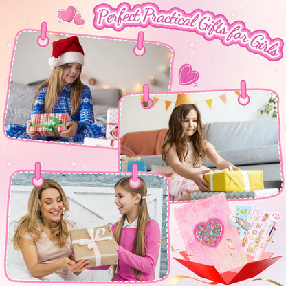 Girls Heart Diary with Lock and Keys - Cute Plush Secret Journal Notebook Gift Ages 6-8