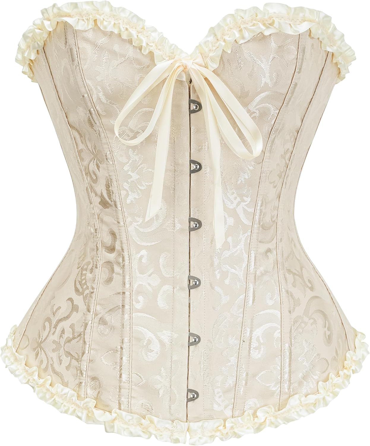 Corset Top for Women - Lace Bustier Shapewear with Push Up Support Beige