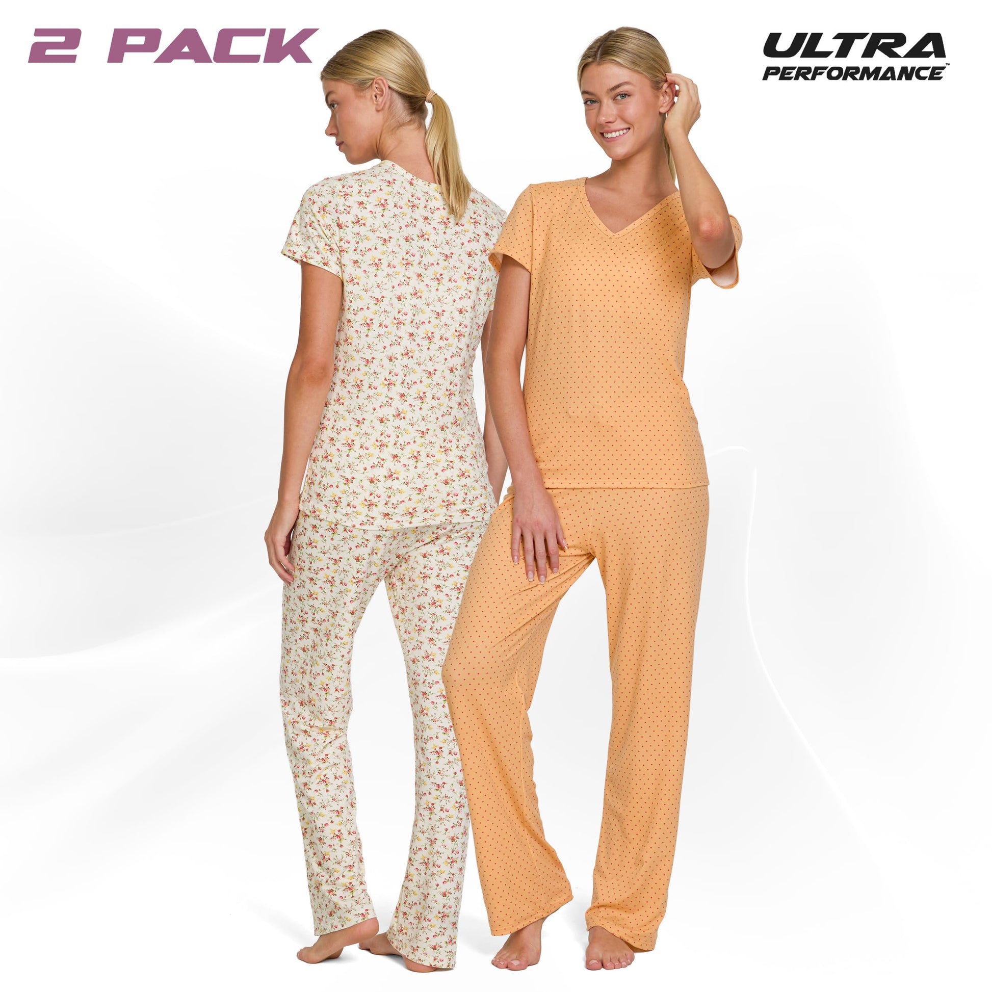 Women's Pajama Sets 2 Pack - Soft Lounge PJ Pants Set for Sleeping & Lounging