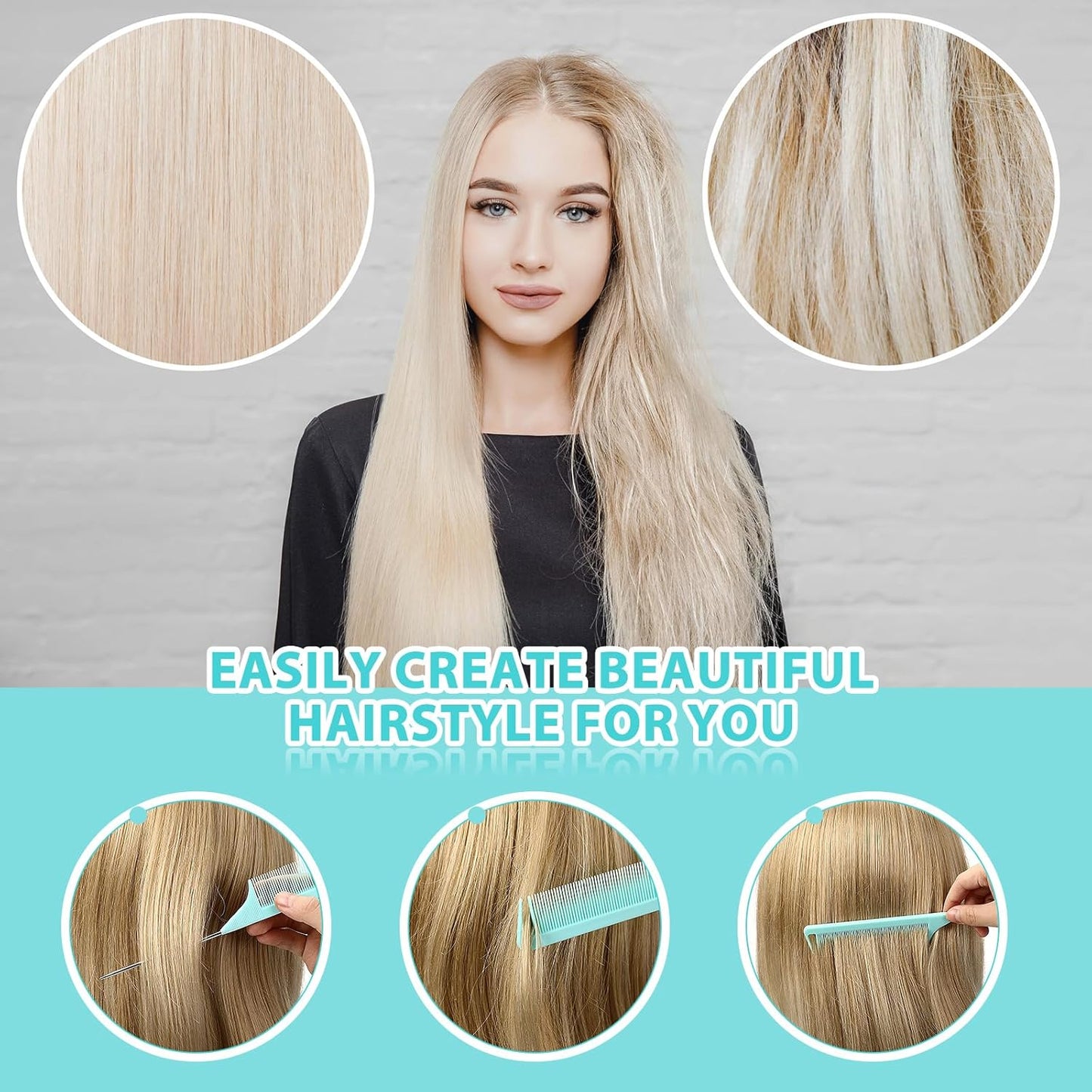 Hair Brush Set 12 Pieces Double Sided Edge Brush Teasing Combs Styling Kit