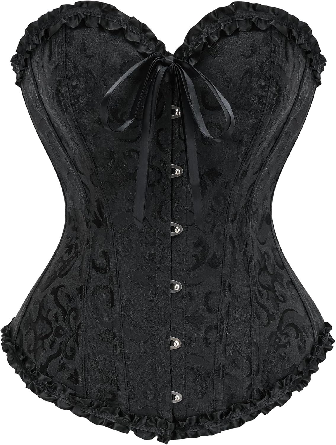 Corset Top for Women - Lace Bustier Shapewear with Push Up Support Black