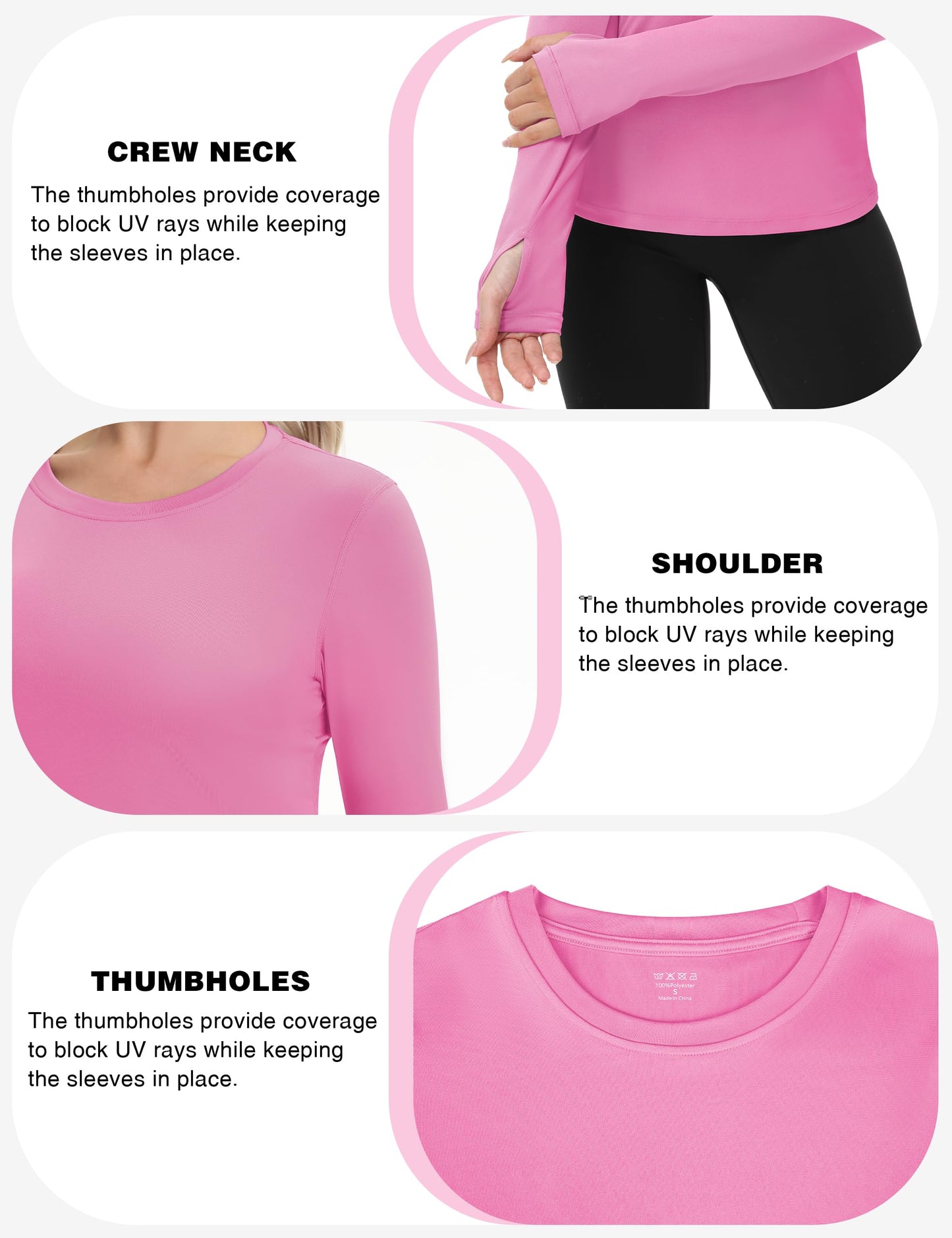 Women's UPF 50+ Sun Protection Long Sleeve Shirt - Athletic Rash Guard with Thumb Holes