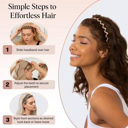 Women Accessories - Comfortable Comb Headbands with Teeth - Recycled Plastic Hair Accessories - 2 Pack