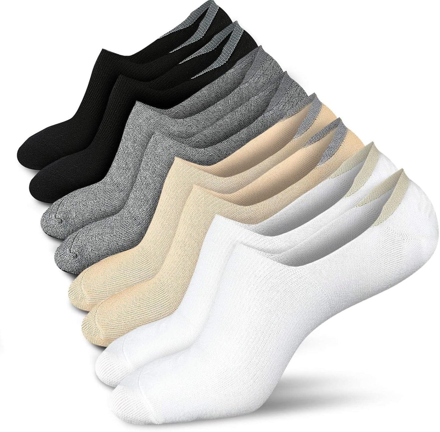 Women No Show Socks - Non Slip Low Cut Invisible Socks 4/8 Pairs