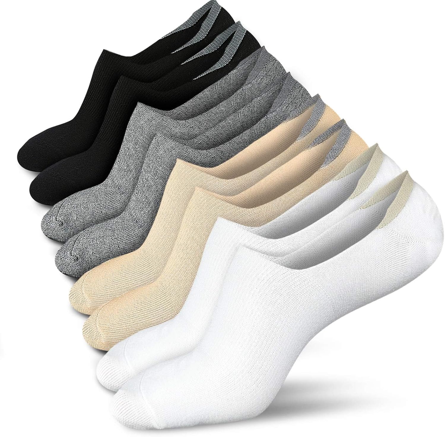 Women No Show Socks - Non Slip Low Cut Invisible Socks 4/8 Pairs