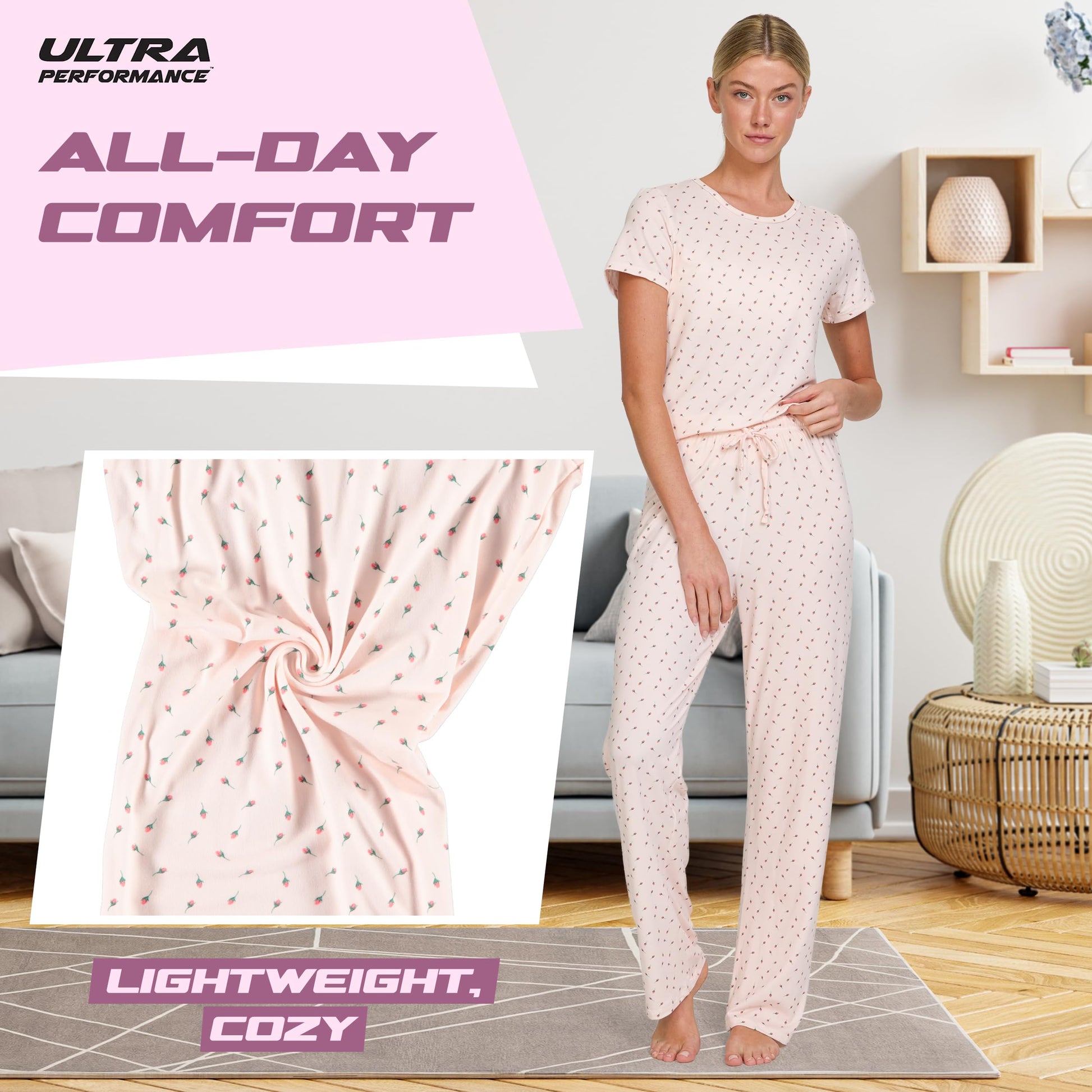 Women's Pajama Sets 2 Pack - Soft Lounge PJ Pants Set for Sleeping & Lounging