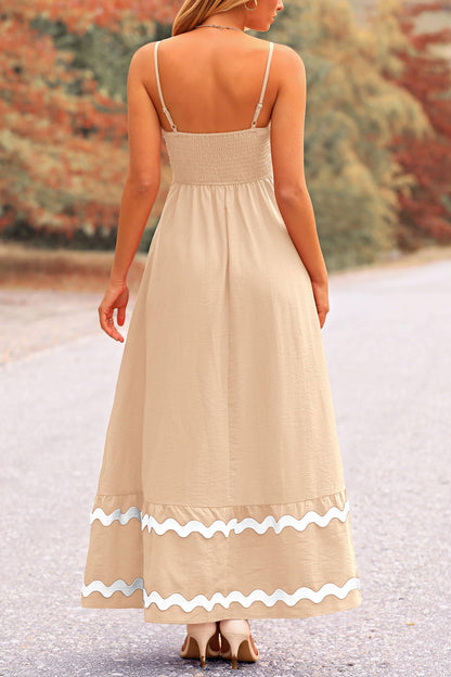 Blue Casual Dresses - Women's Sleeveless Spaghetti Strap Maxi Dress - Flowy Beach Ruffle