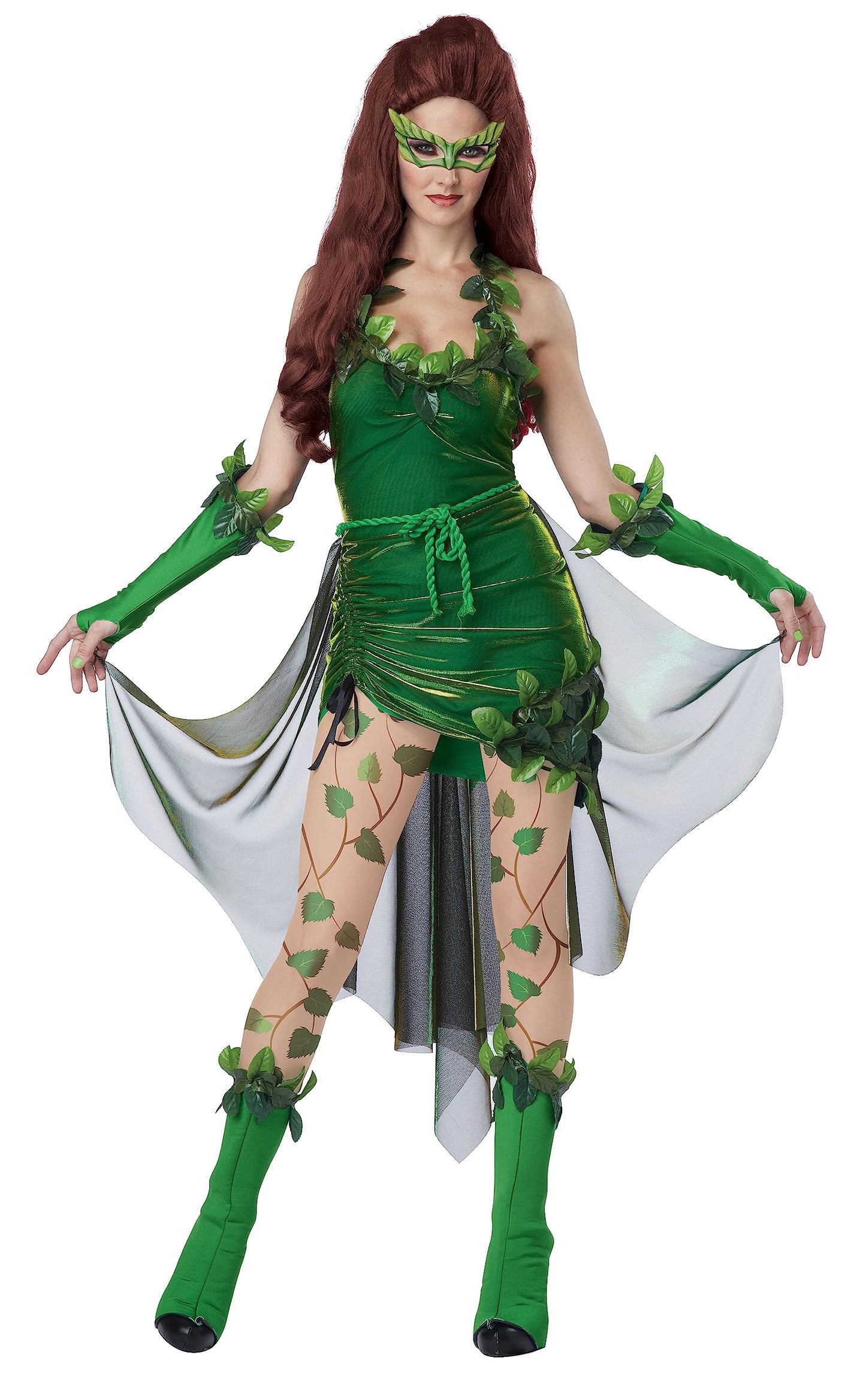 Women's Lethal Beauty Costume - Poison Ivy Halter Dress with Accessories Green